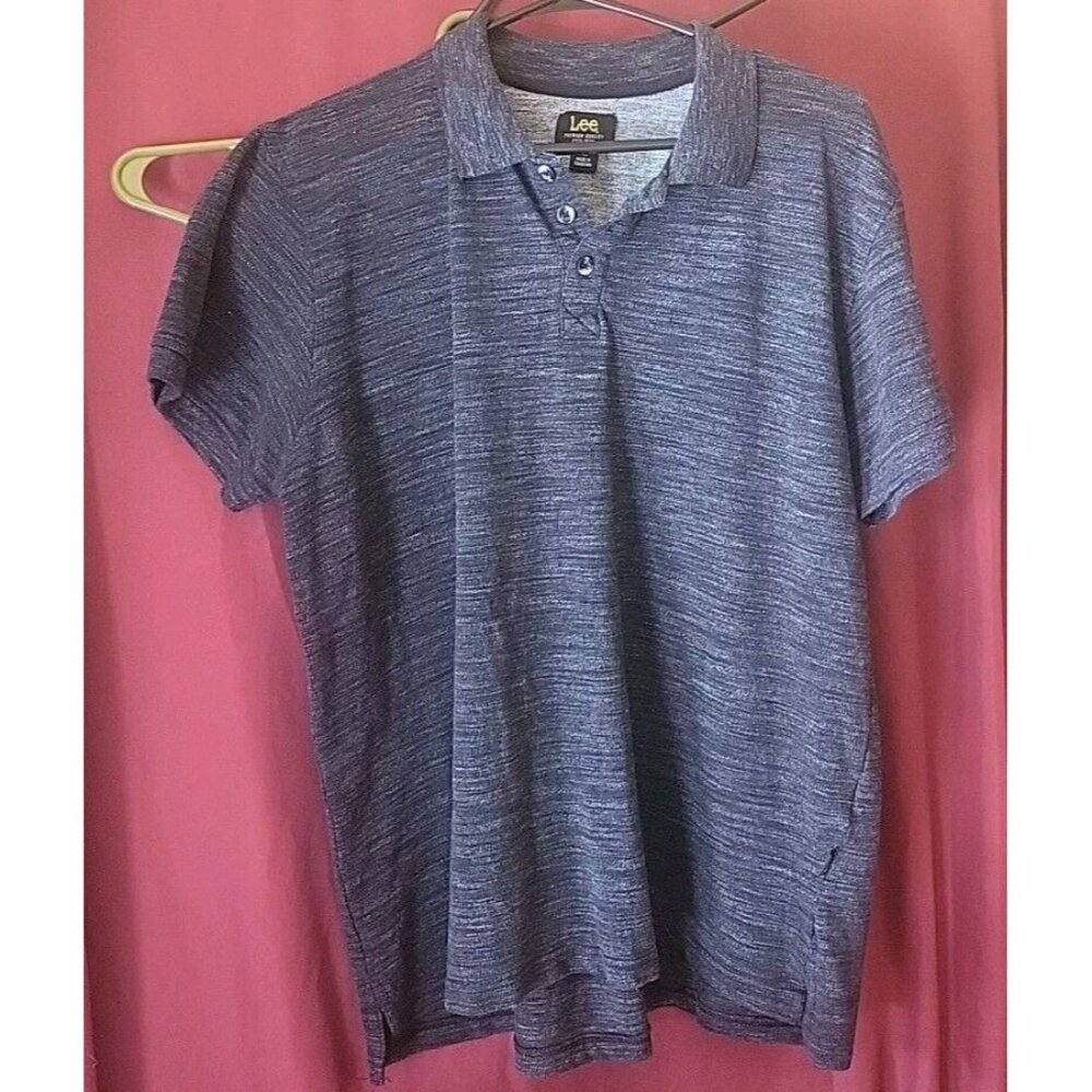 Lee Polo Shirt Men's XL Golf Sport Comfort Stretch Gray V-Neck 3 Button